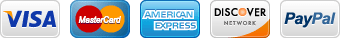 Visa Card | MasterCard | American Express | Discover Card | PayPal